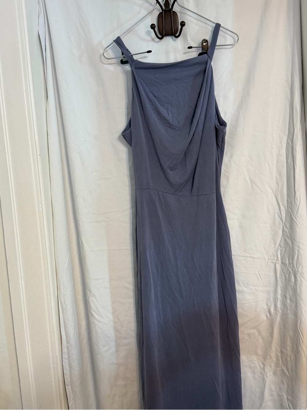 Elegant Cowl-Neck Maxi Dress in Dusty Blue